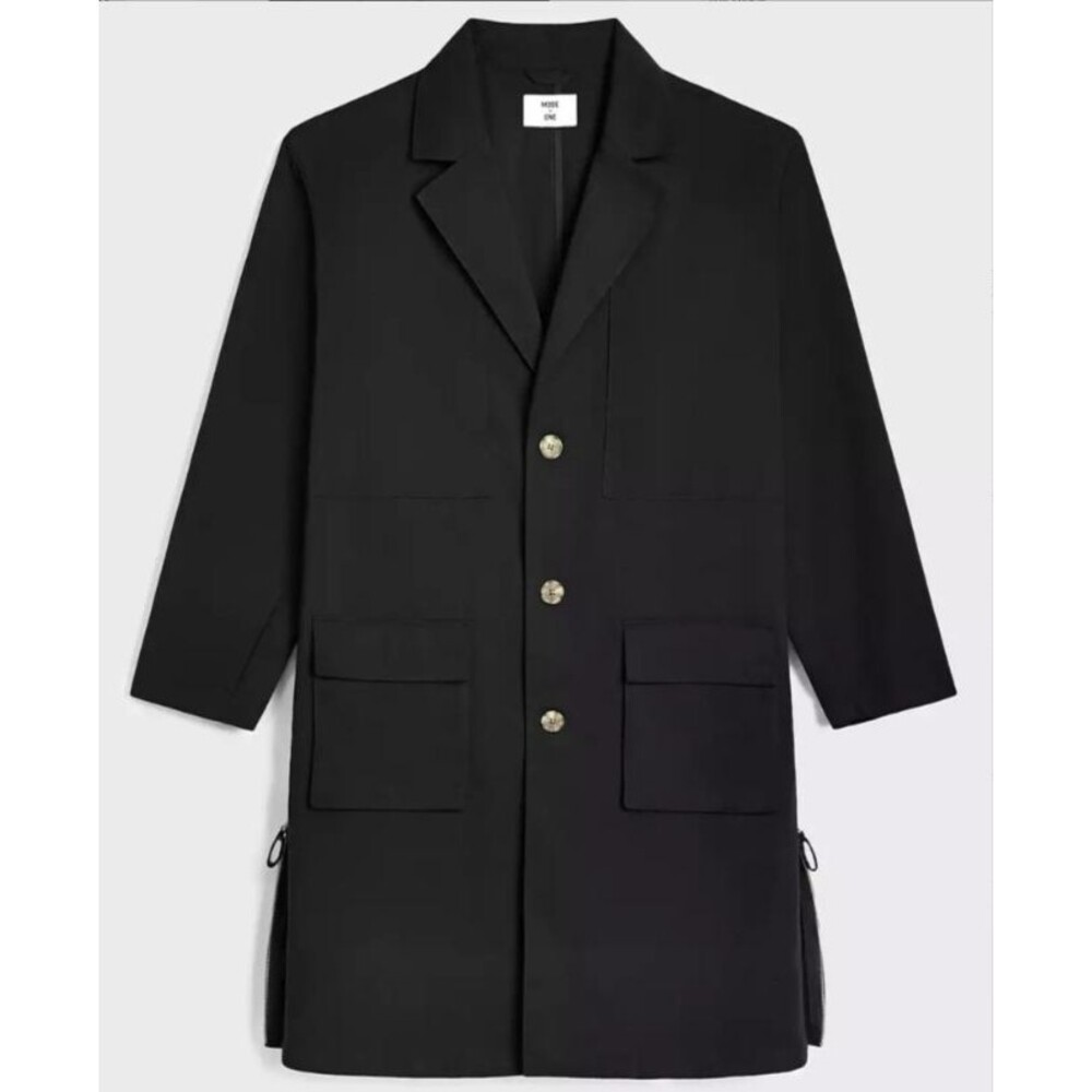 Mode of One Relaxed-Fit Lightweight Coat Men's SM Deep Black Indie Street Grunge